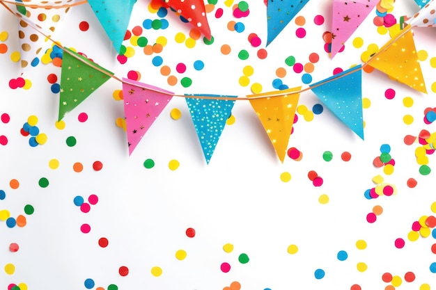 Photo colorful celebration with confetti and bunting