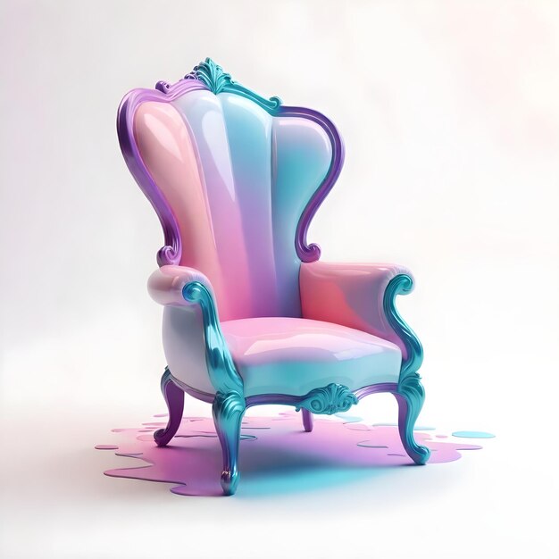 a colorful chair with a colorful seat and a pink chair with a blue and pink design