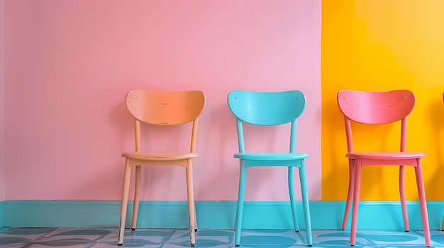 Photo colorful chairs in a bright room