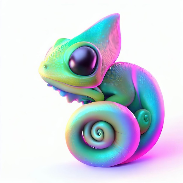 A colorful chameleon with a big eye