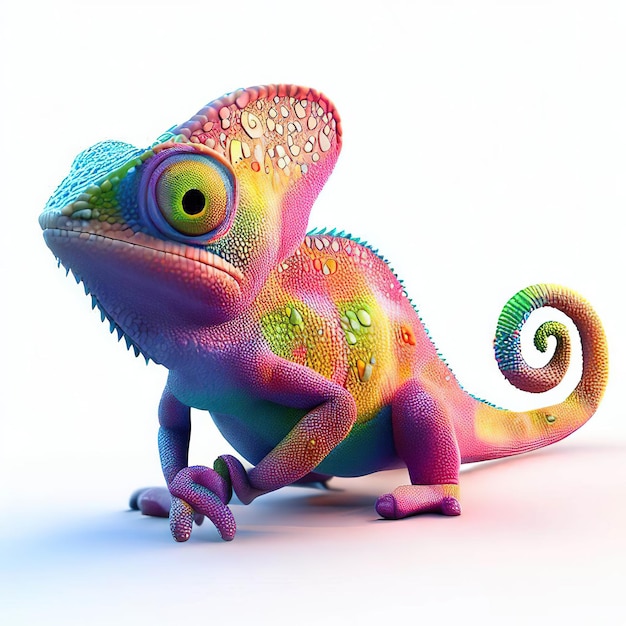 A colorful chameleon with a large head and a large head.