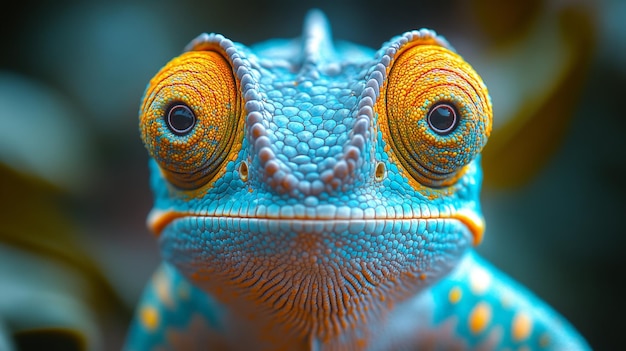 Colorful Chameleon with Vibrant Eyes and Texture