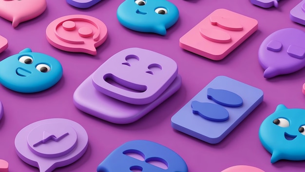 Photo colorful chat icons representing communication in a playful style