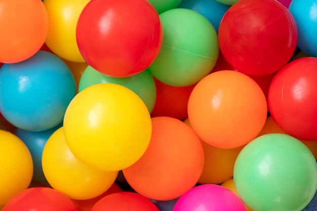 Colorful child balls Multicolored plastic balls on playground