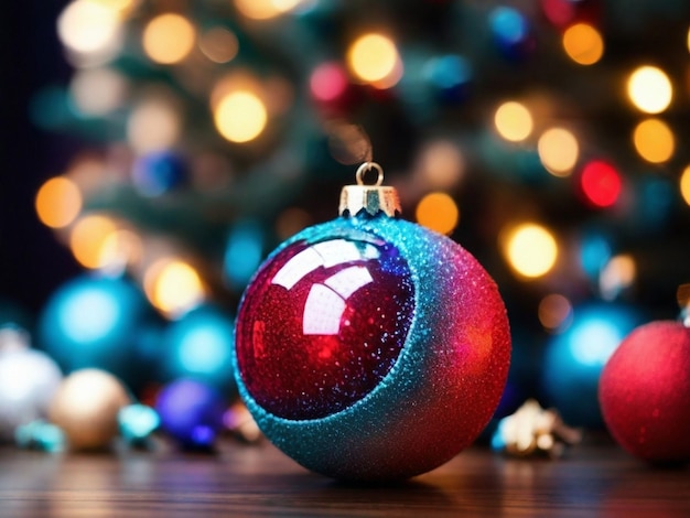 Colorful Christmas ball on Christmas tree