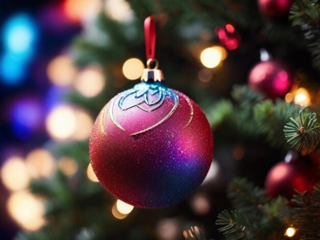 Colorful Christmas ball on Christmas tree