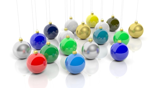 Colorful Christmas balls isolated on white background