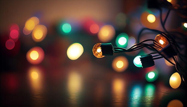 Colorful Christmas lights on bokeh backgroundgenerative ai