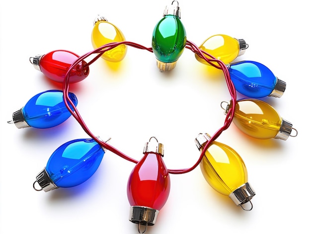 Photo colorful christmas lights tangled isolated on white backgroundxa