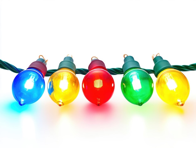 Photo colorful christmas lights tangled isolated on white backgroundxa