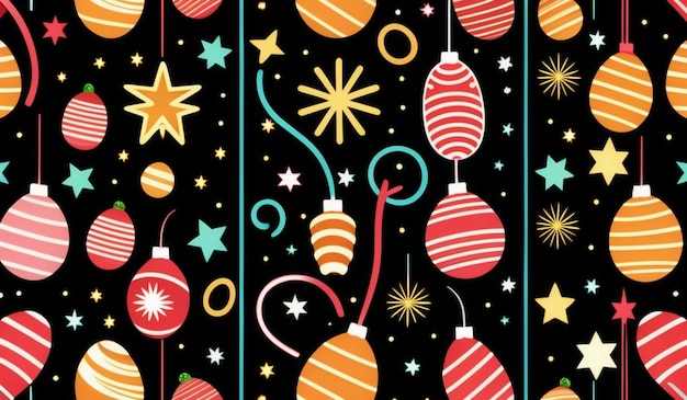 a colorful christmas pattern with a star on the top