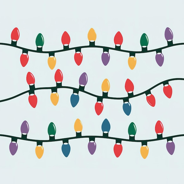 Colorful Christmas String Lights Illustration for Festive Decorations