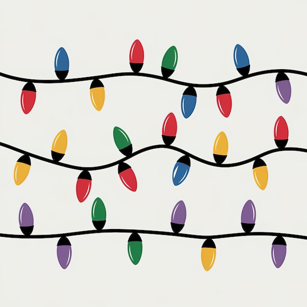 Photo colorful christmas string lights illustration for festive decorations