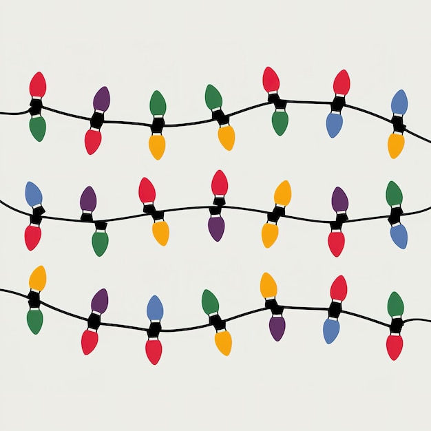 Colorful Christmas String Lights Illustration for Festive Decorations