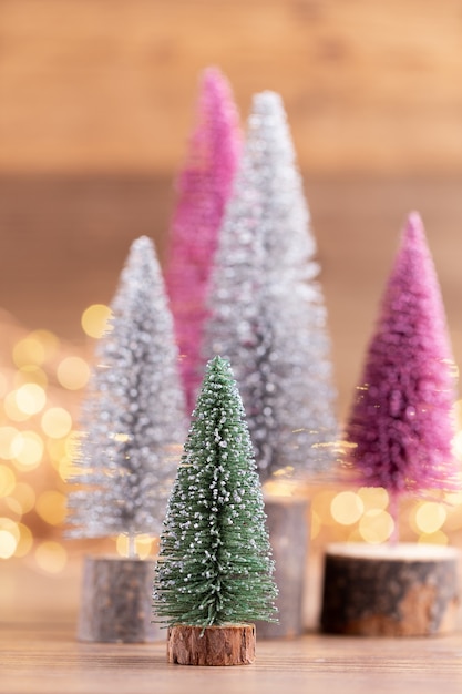 Colorful Christmas tree on bokeh Christmas holiday celebration