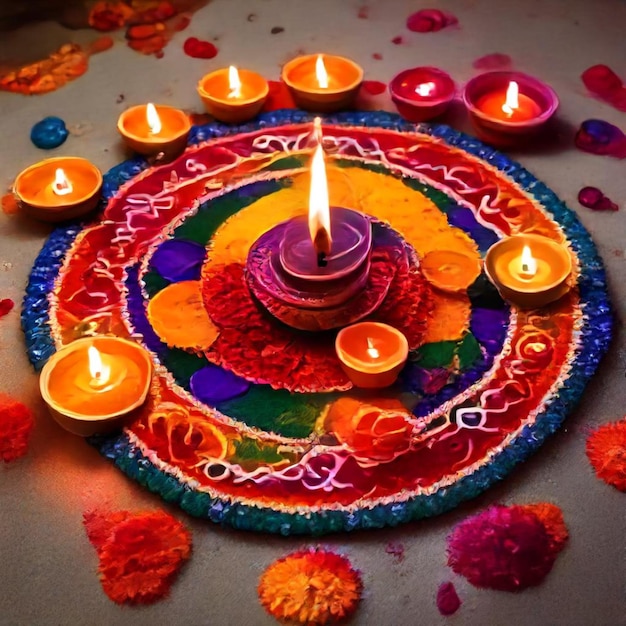 a colorful circle of candles with the word  god  on it