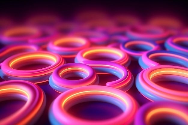 A colorful circle of circles with a purple background.