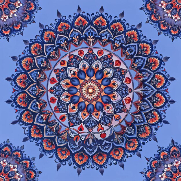 Colorful circle flower mandalas seamless pattern i Colorful circle flower mandalas ornate seamless