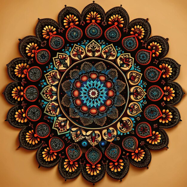 Photo colorful circle flower mandalas seamless pattern i colorful circle flower mandalas ornate seamless