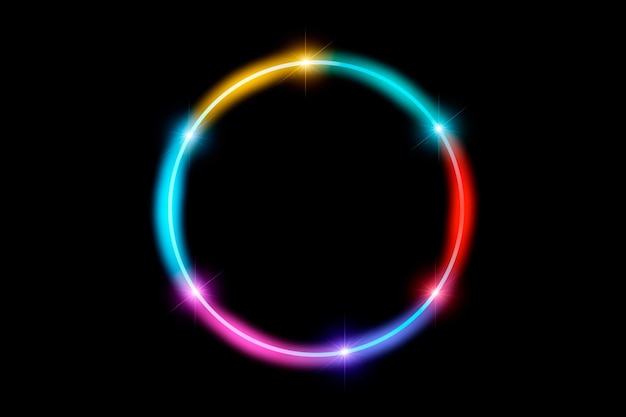 Colorful circle frame circle light frame on black background