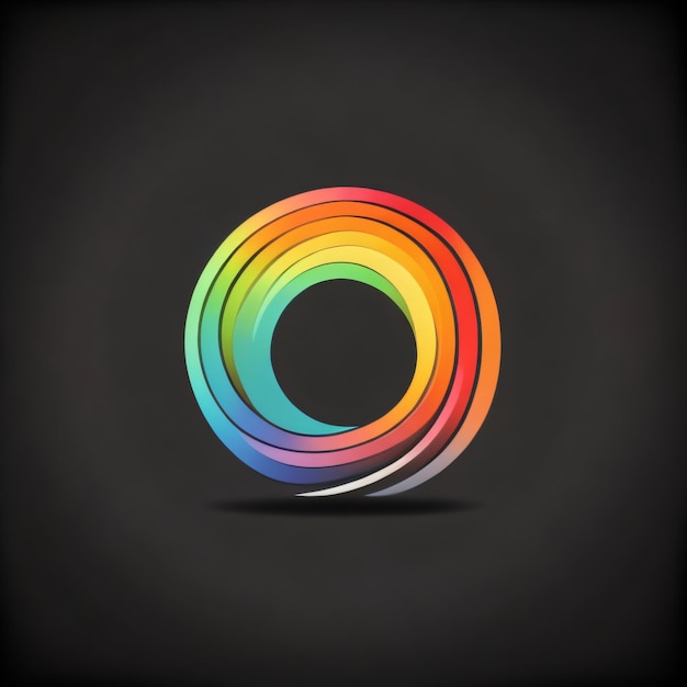 A colorful circle with a black background that says " o ".