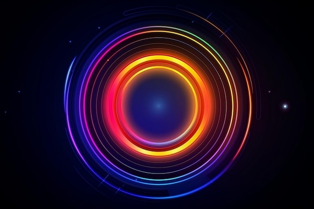 A colorful circle with a blue circle in the middle.