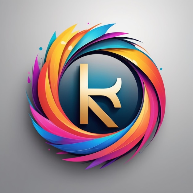 a colorful circle with colorful lines and a colorful circle with the letter k on it