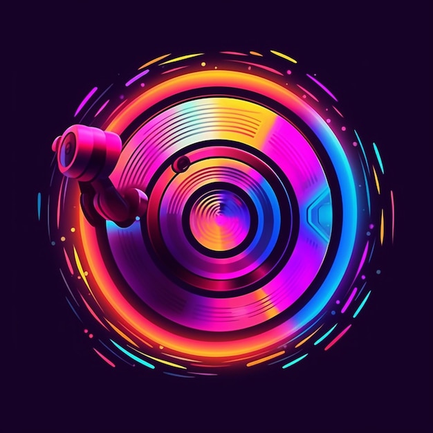 A colorful circular object with a small figure in the middle generative ai