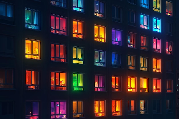 Colorful City Lights at Night