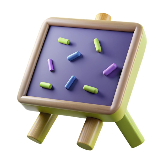 a colorful clock with purple buttons on it and a white background