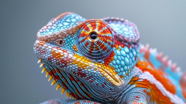 Colorful closeup of chameleon generative ai