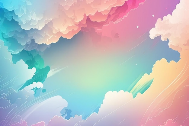 A colorful cloud background with a pink and blue background