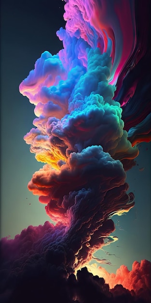 A colorful cloud with a black background and a blue background.