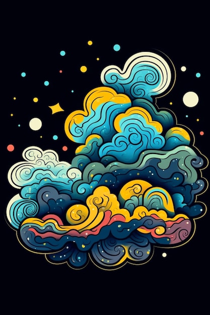 a colorful cloud with a lot of clouds in the sky generative ai