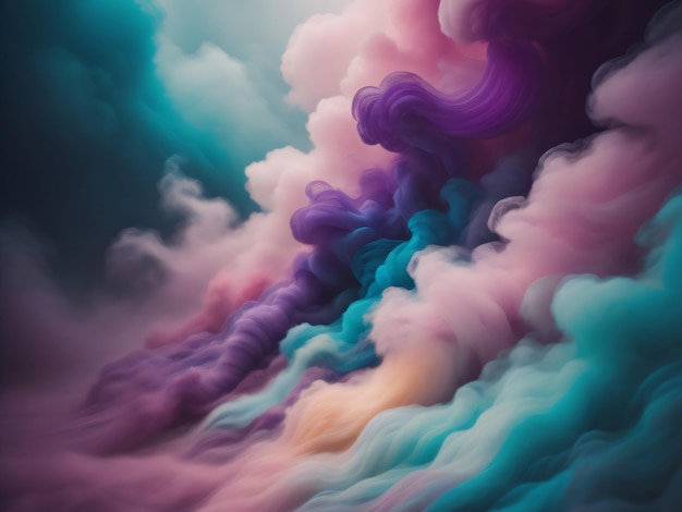 A colorful cloud with a purple and blue background