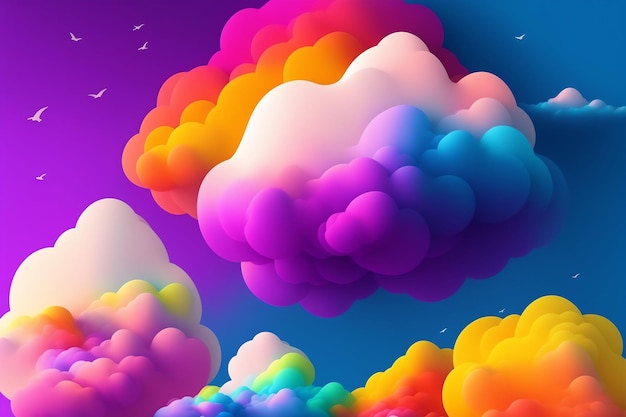 Colorful clouds in the sky rainbow color