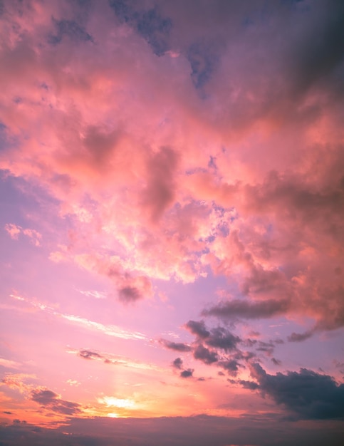 Colorful cloudy sky at sunset. Gradient color. Sky texture. Abstract natural background