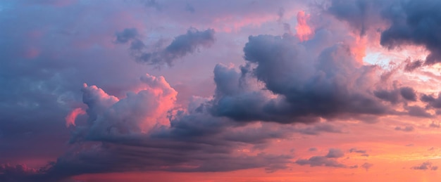 Colorful cloudy sky at sunset. Gradient color. Sky texture, abstract nature background