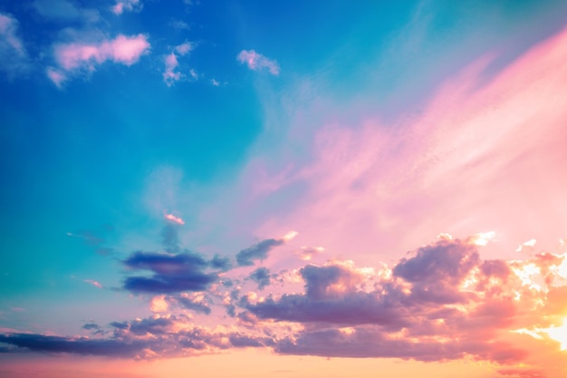 Colorful cloudy sky at sunset Gradient color