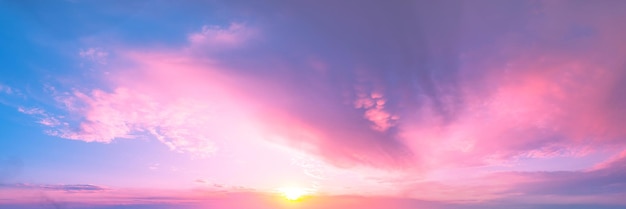 Colorful cloudy sky at sunset Horizontal banner