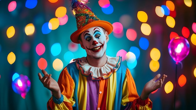 Photo colorful clown entertainment party festive celebration joyful performance circus