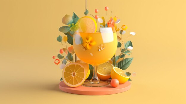 A colorful cocktail with lemons and a splash of beer.