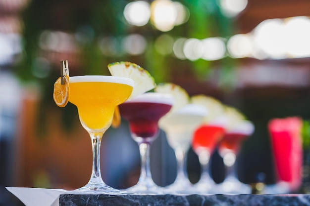 Colorful cocktails at a celebration