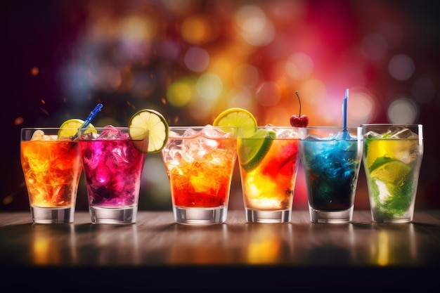 Colorful cocktails table Glass color Generate AI