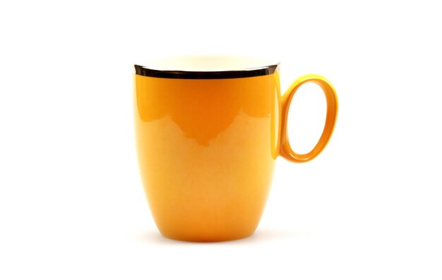 Colorful coffee cup on white background.