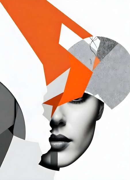 colorful collage Abstract shapes in orange and gray