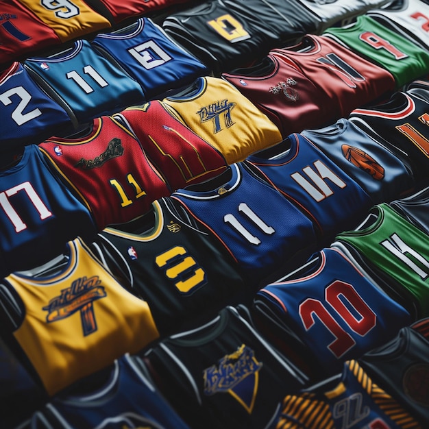 Photo colorful collection of basketball jersey mockups