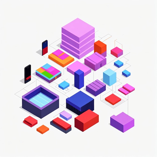 a colorful collection of boxes with one that says colorful Isometric Challenge