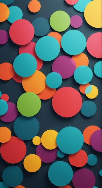 a colorful collection of circles with a blue background