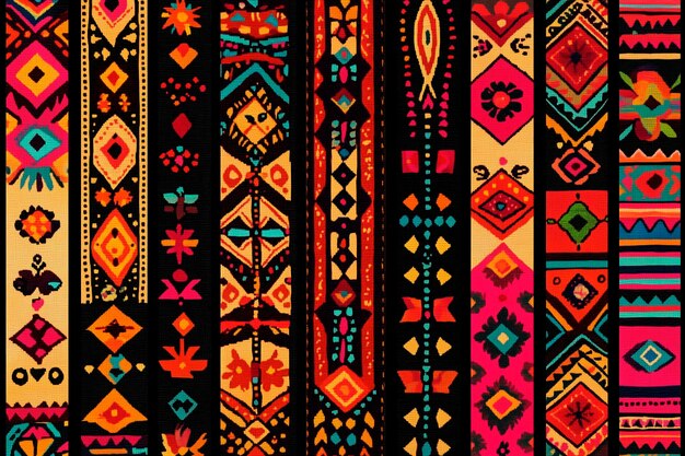 Photo a colorful collection of colorful textiles including a variety of patterns